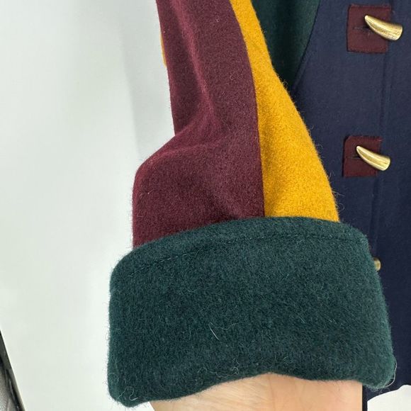 Vintage Braetan Multi Colour Duffel Coat Wool Hoodie Jacket S Preppy Academia - Picture 5 of 13